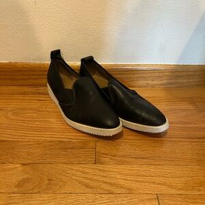 Everlane Black Leather Flats with White Soles